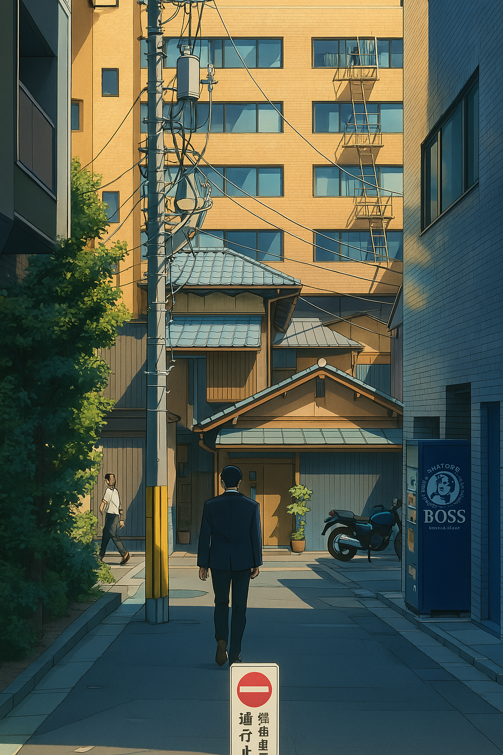 Atmospheric Tokyo alley in anime style