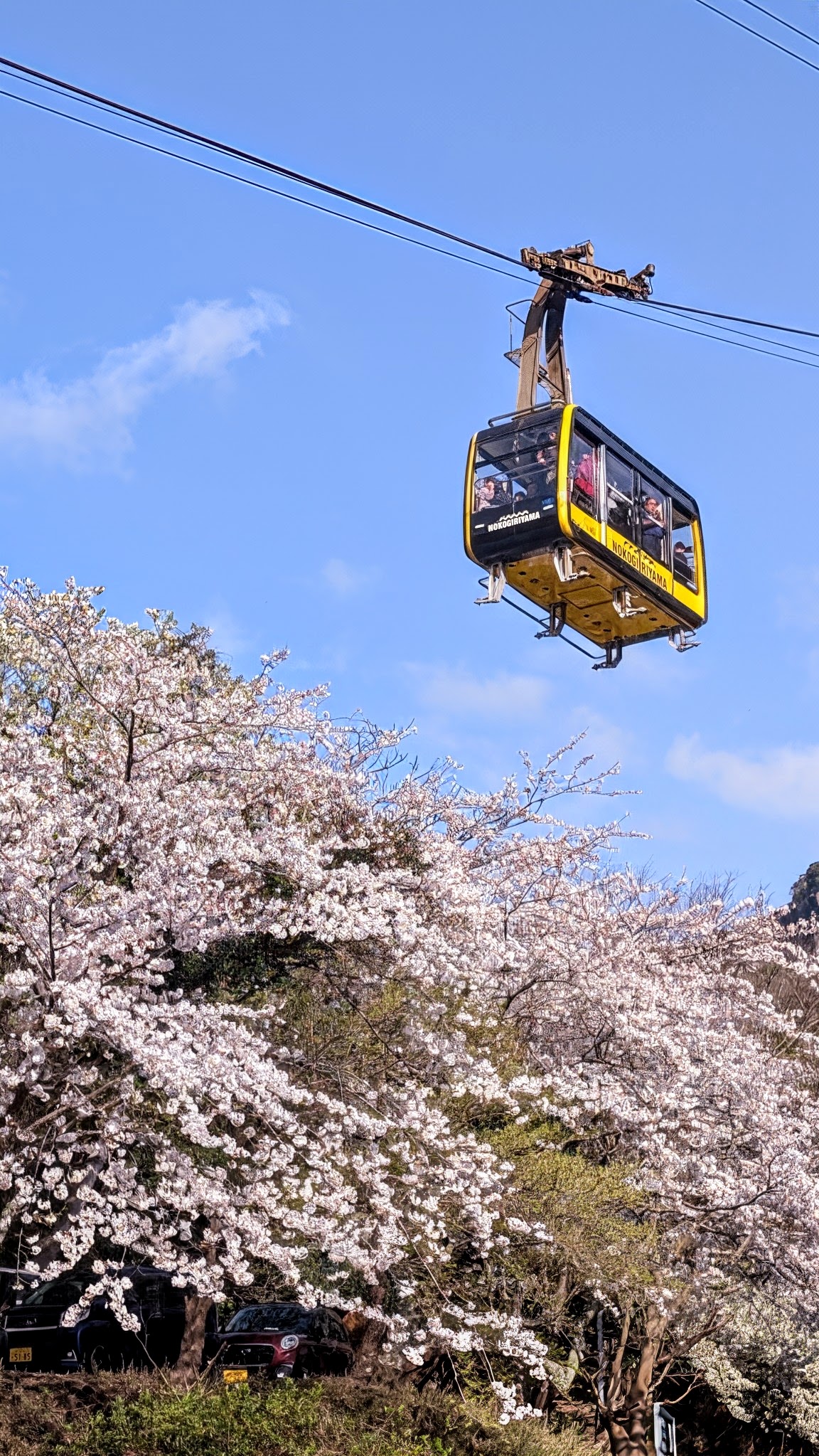 The cable car up Mount Nokogiri