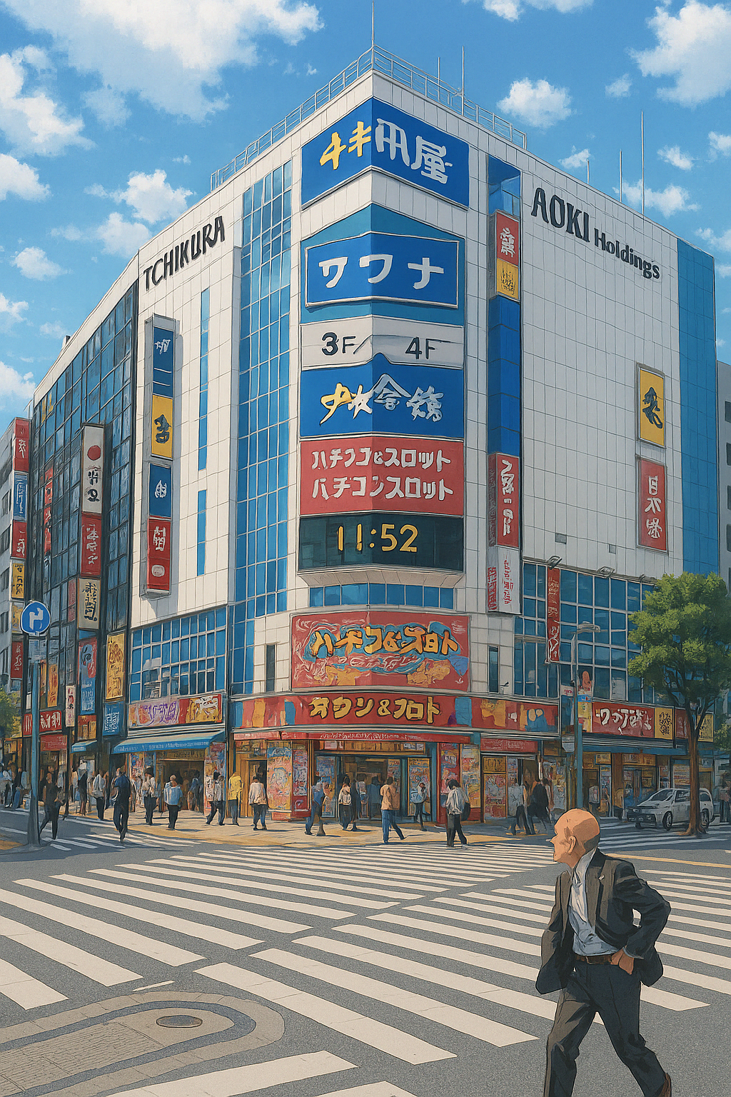 Busy Japanese crossing in anime style