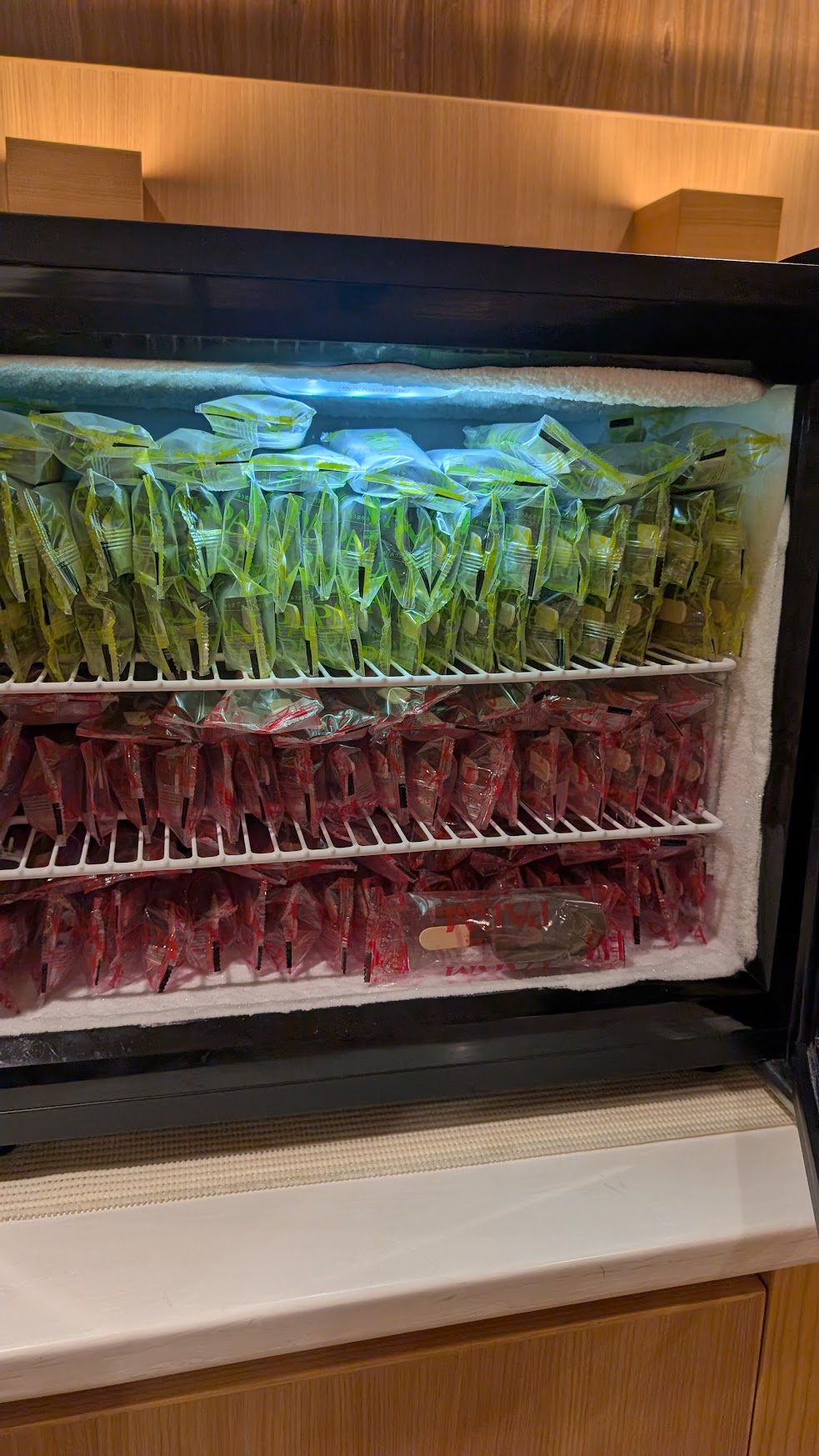 The special lounge's complimentary ice cream service