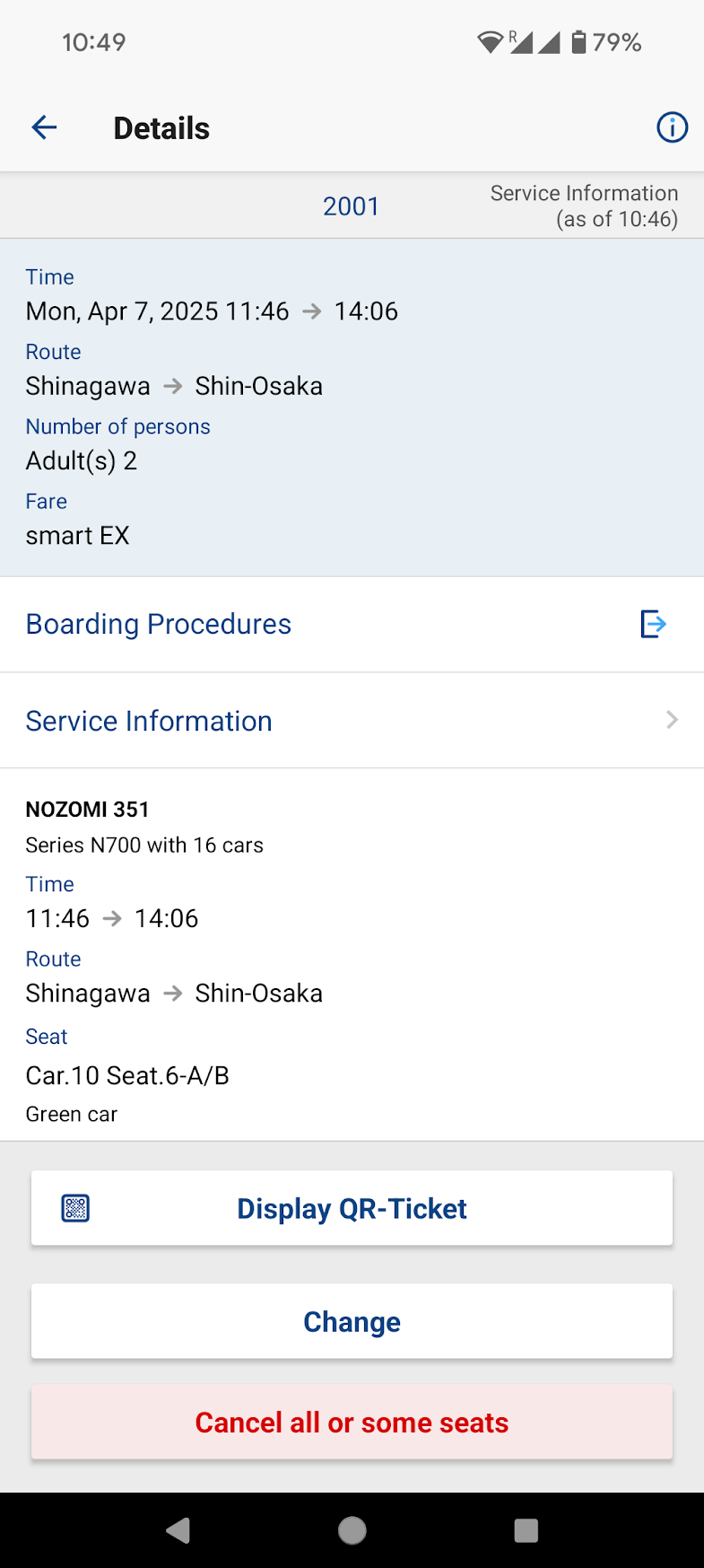 SmartEX ticket booking interface showing the IC card assignment option