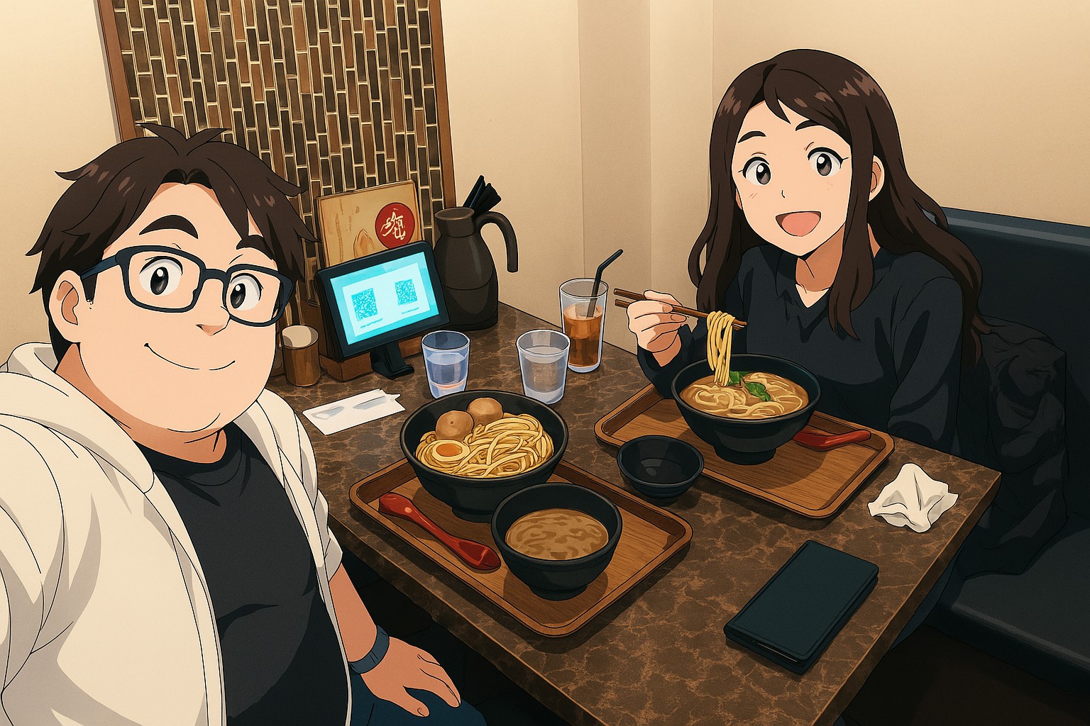 Anime-style interpretation of Taketora ramen restaurant